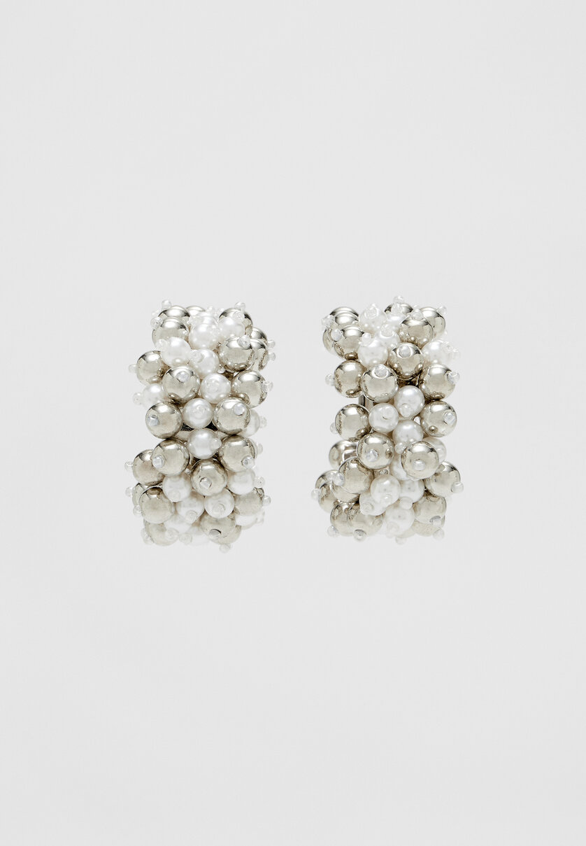 Multi-pearl hoop earrings