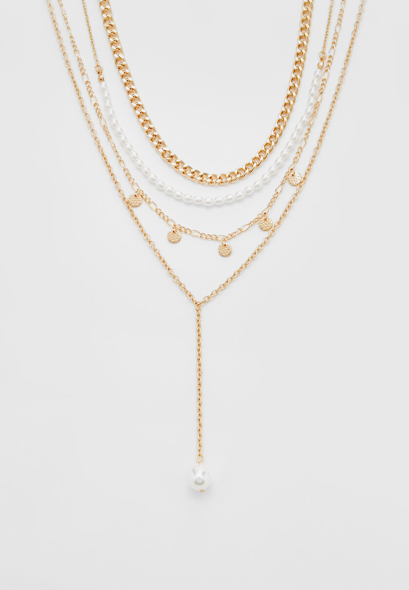 4er-Set Halsketten Iriat mit Perlen