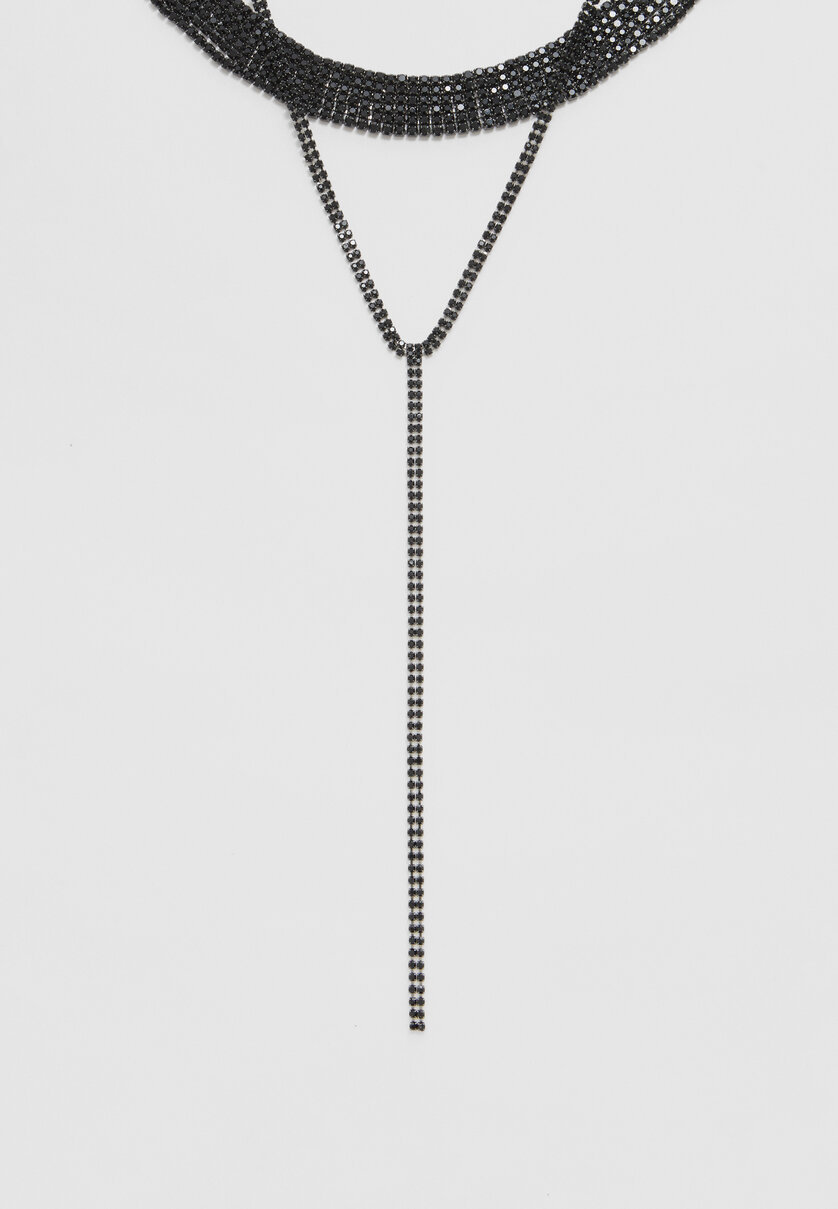 Set of 2 rhinestone choker necklaces