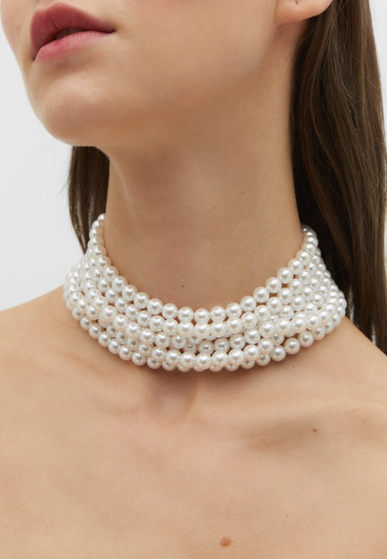 Multi strand deals pearl necklace choker