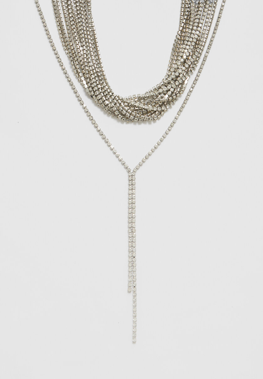 Set of 2 rhinestone necklaces