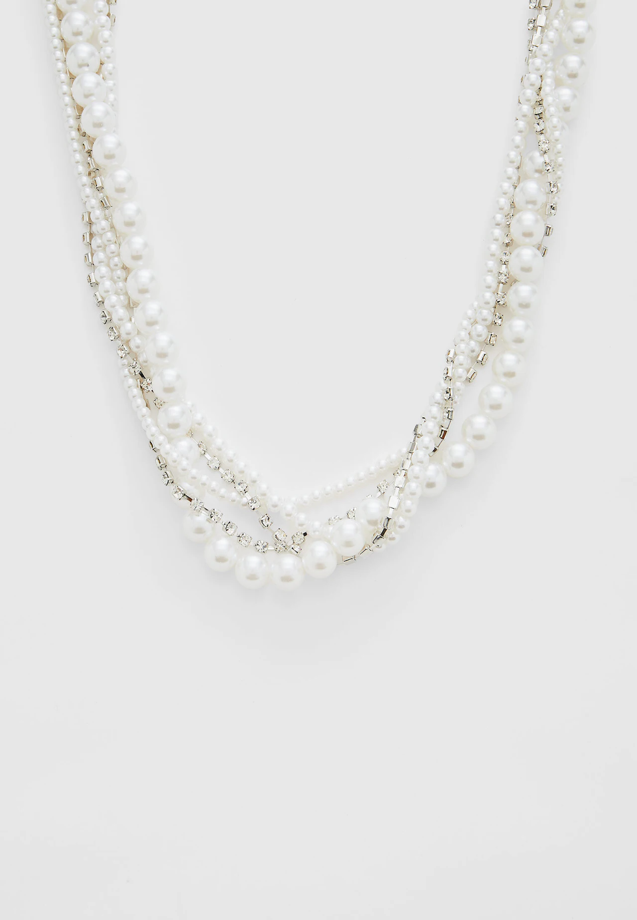 Faux pearl and rhinestone necklace - Women's fashion