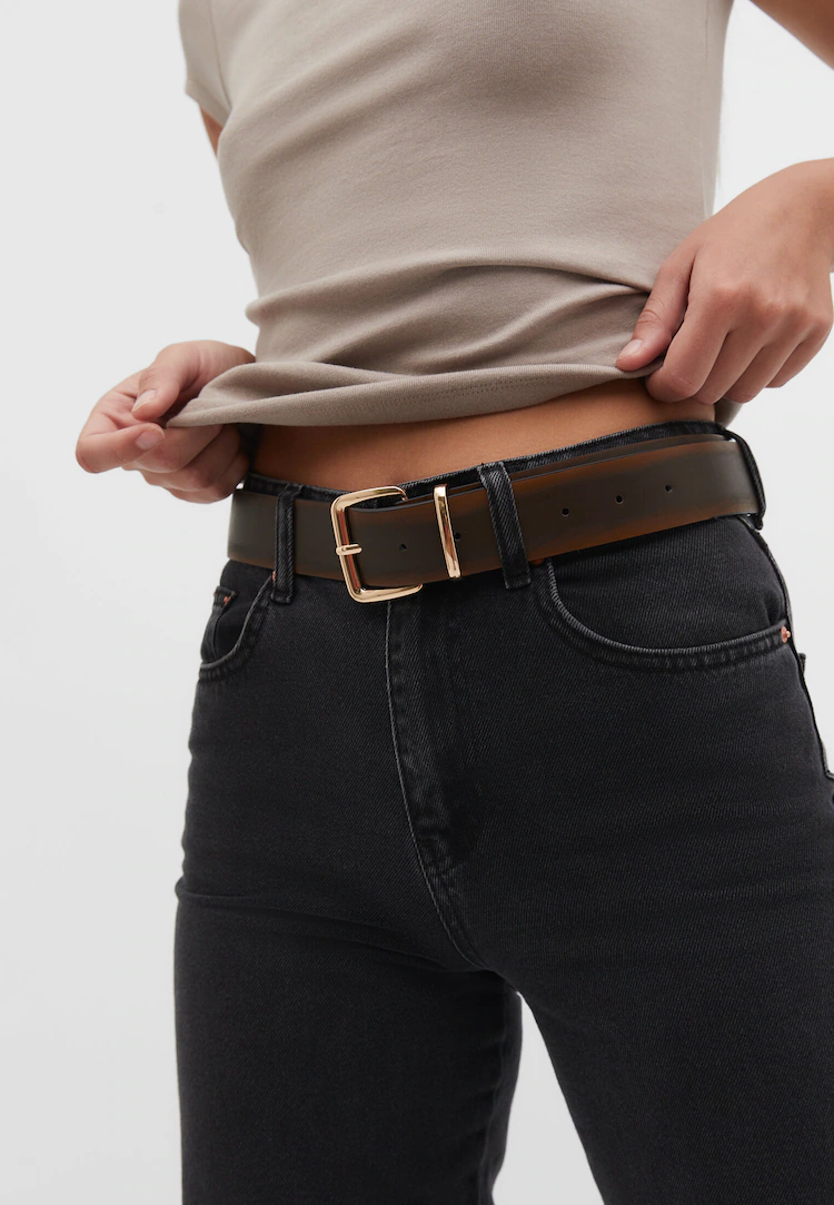 ASOS DESIGN wide square buckle waist belt in black