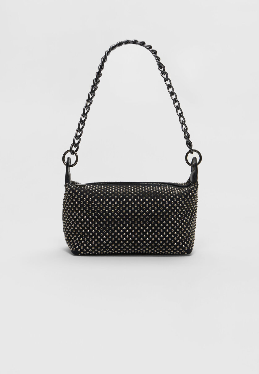 Shiny crossbody bag with chain detail