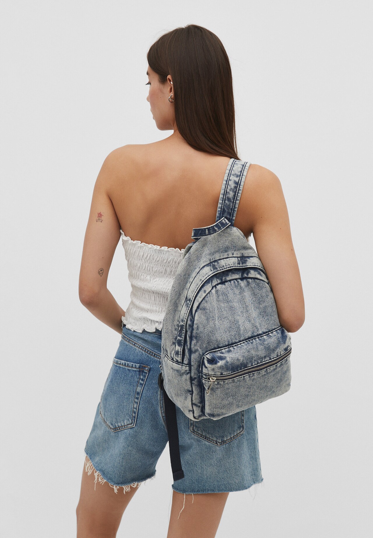 Denim Shoulder Bag Convertible Backpack Women With Cotton 