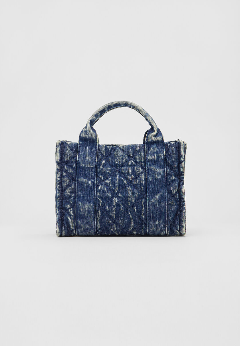 Quilted denim tote bag