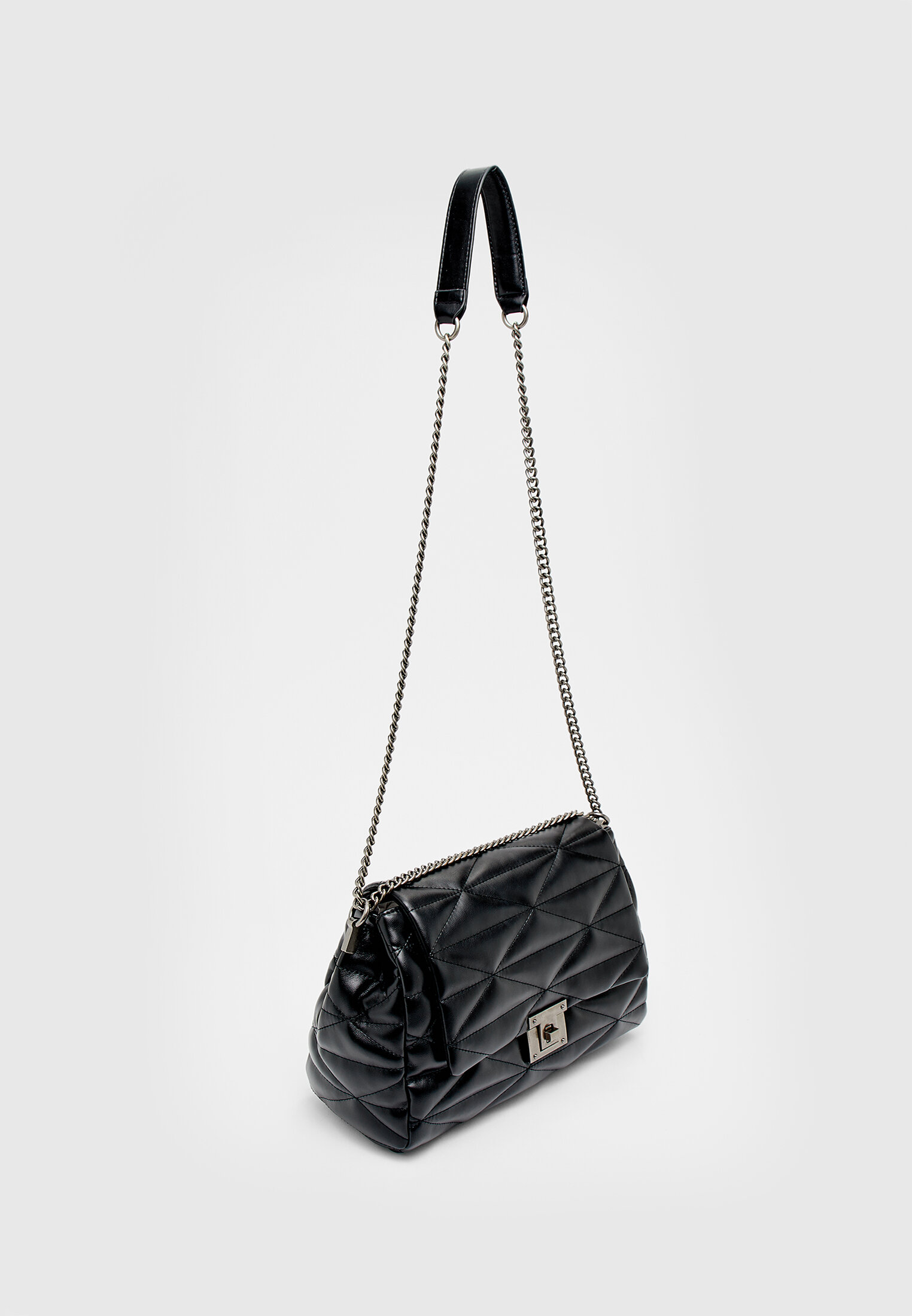 Large geometric quilted crossbody bag