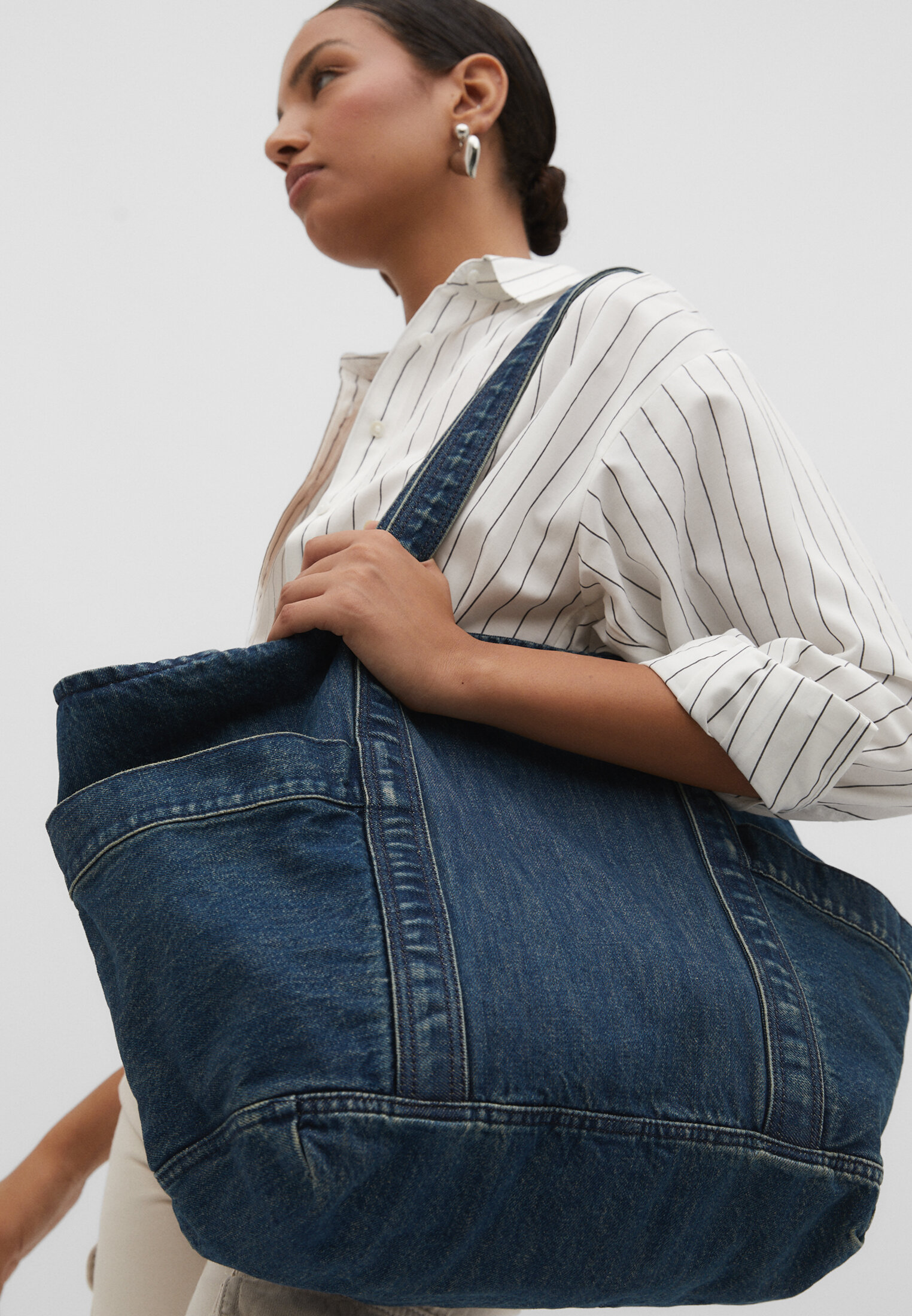 Denim shopper bag