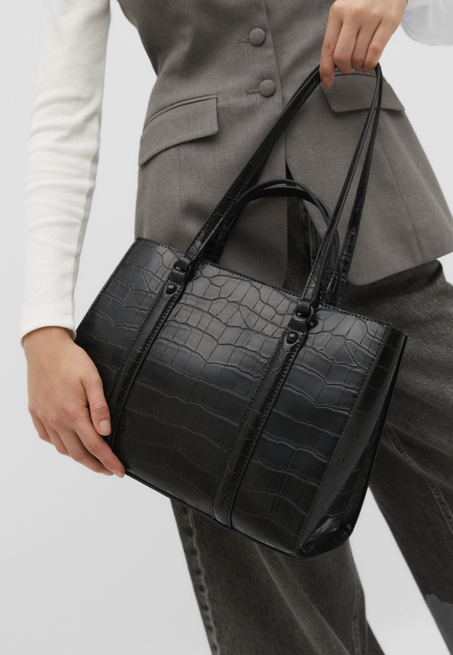 Mock croc tote bag new arrivals