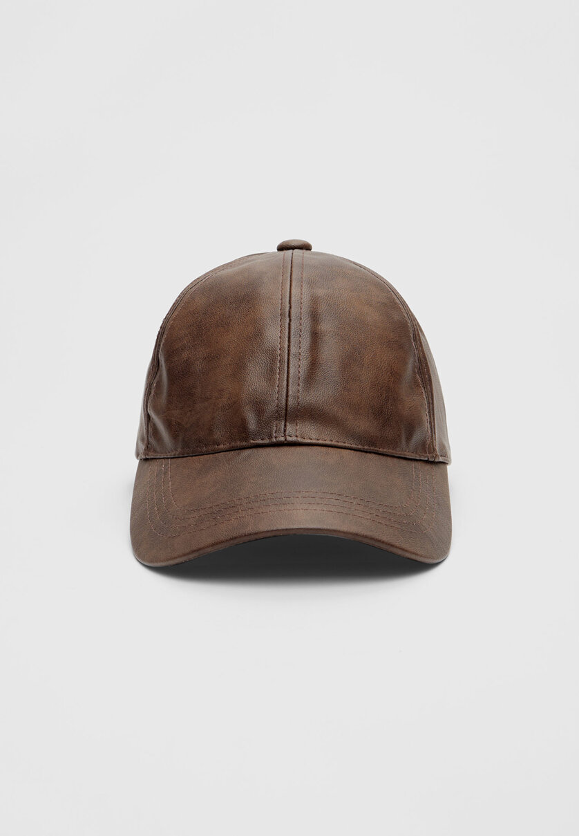 Brown hotsell leather cap