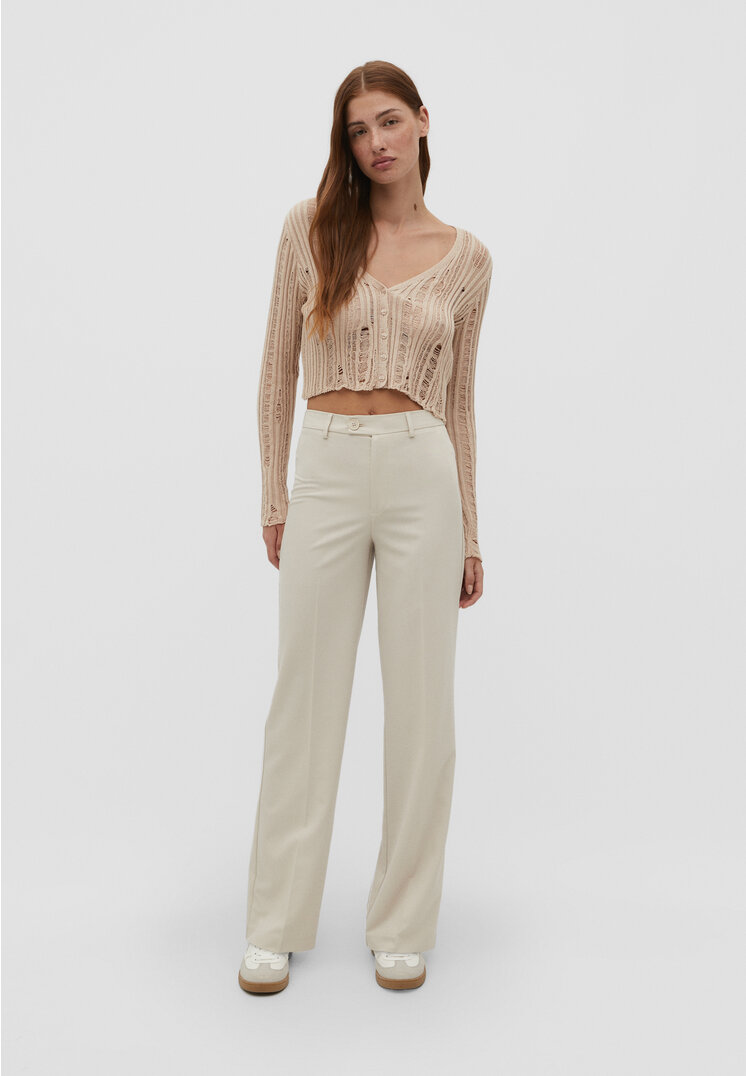 

Stradivarius Straight-Leg-Stoffhose Ecru 42