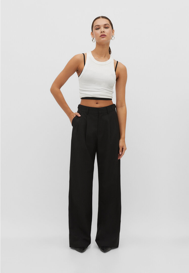

Stradivarius Stoffhose mit verstellbarem Bund Schwarz 38