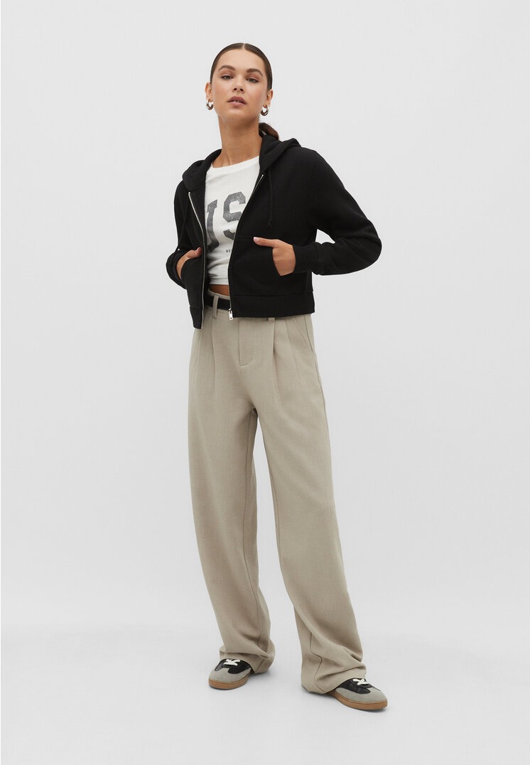 

Stradivarius Stoffhose mit Gürtel Grau Melange 40