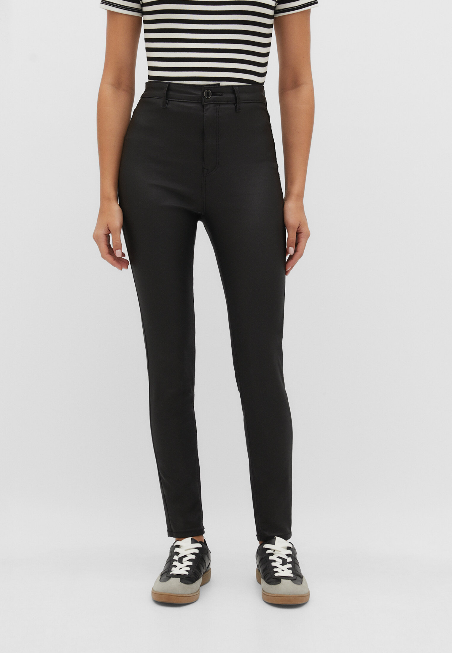 Super high waist coated trousers