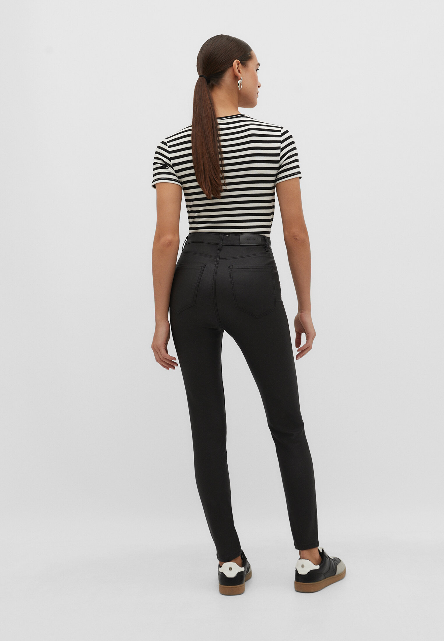 Super high waist coated trousers