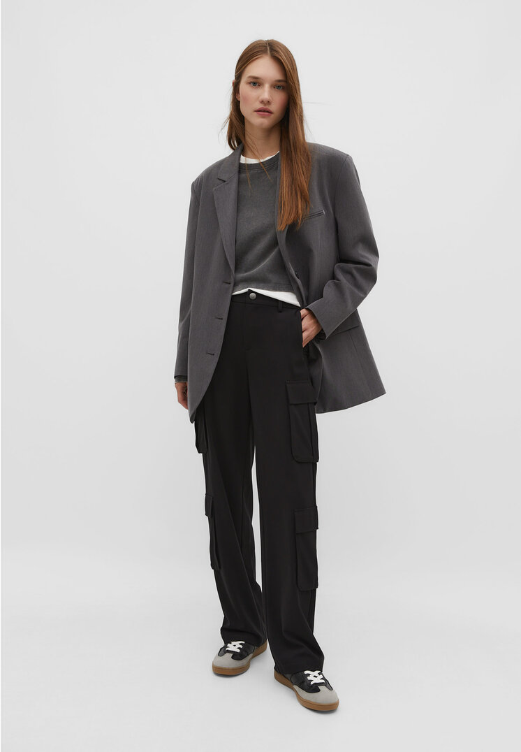 

Stradivarius Eleganckie spodnie cargo Czarny 40