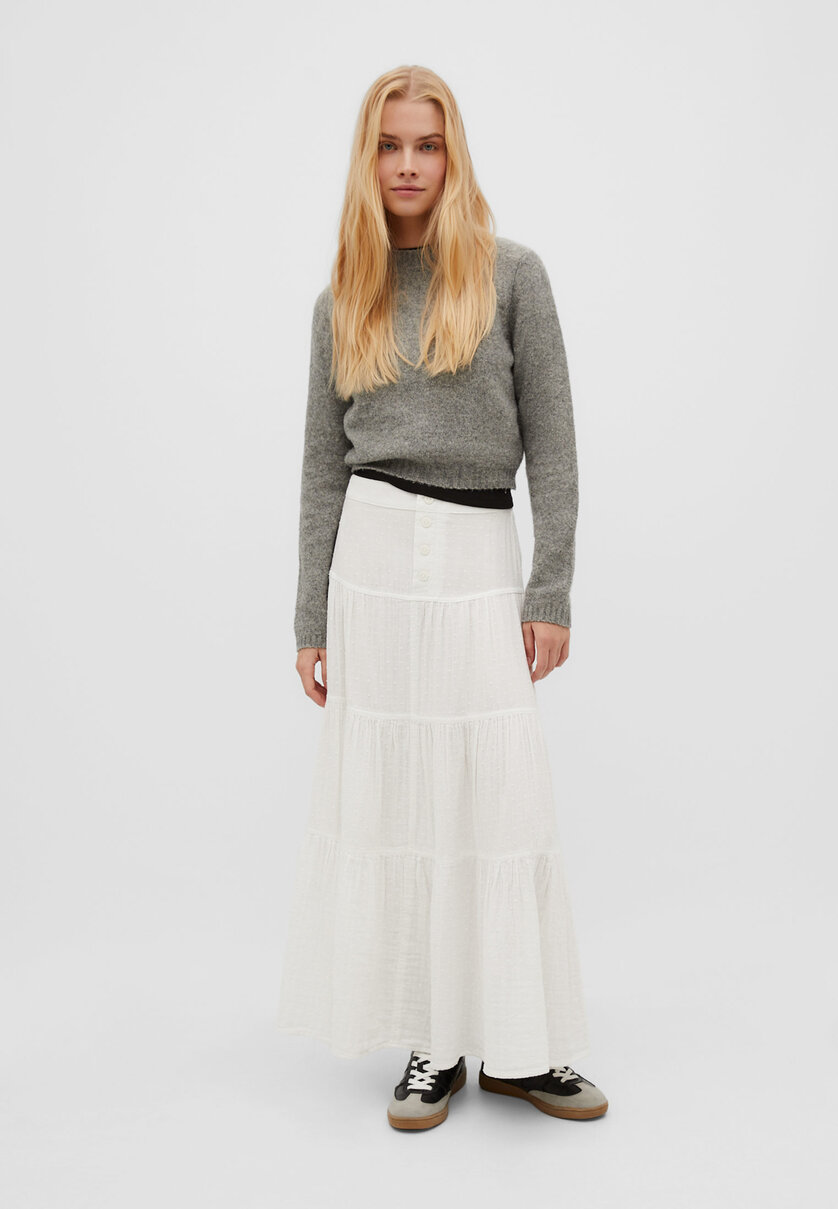 Buttoned peasant skirt
