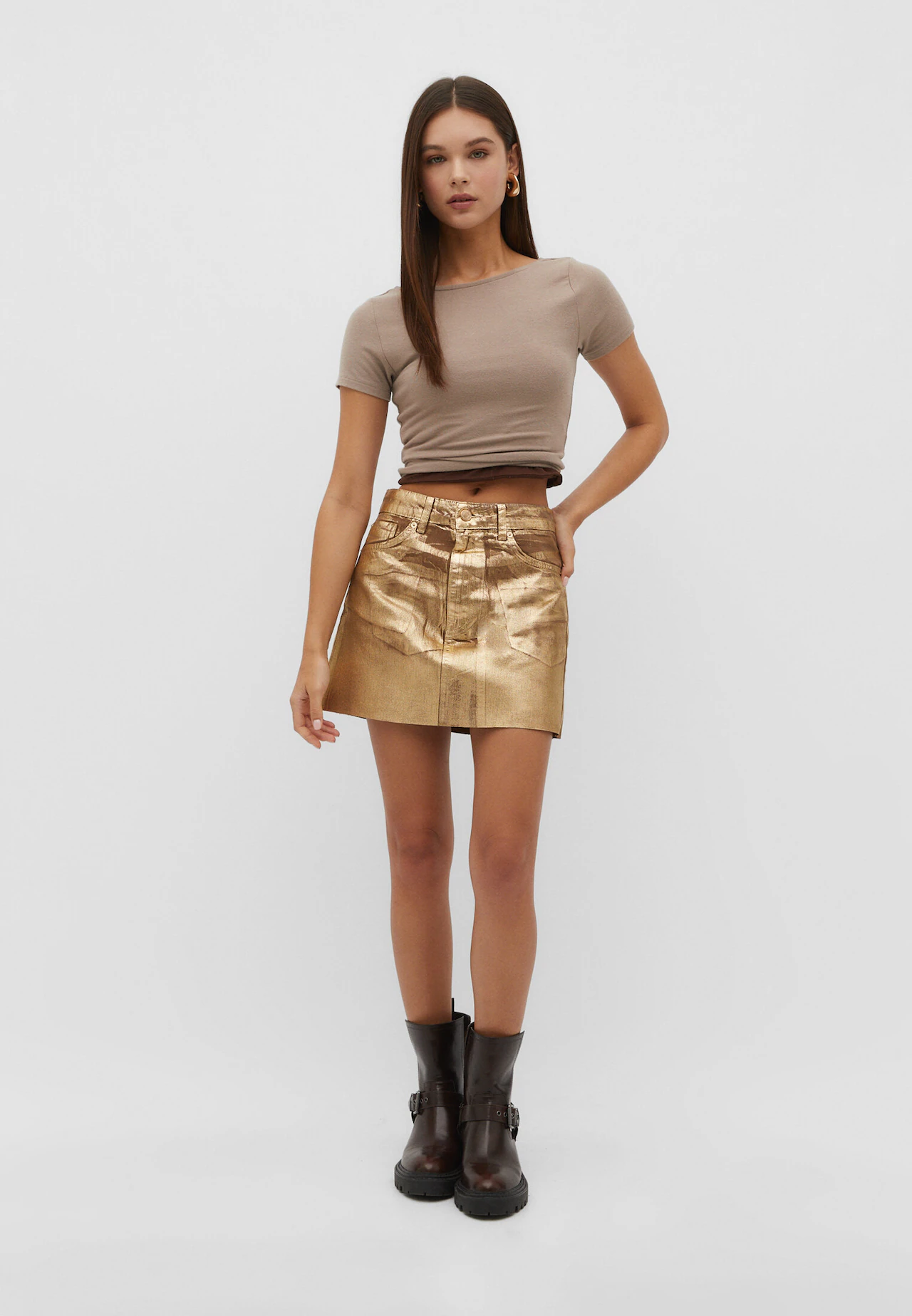 Falda mini foil dorado
