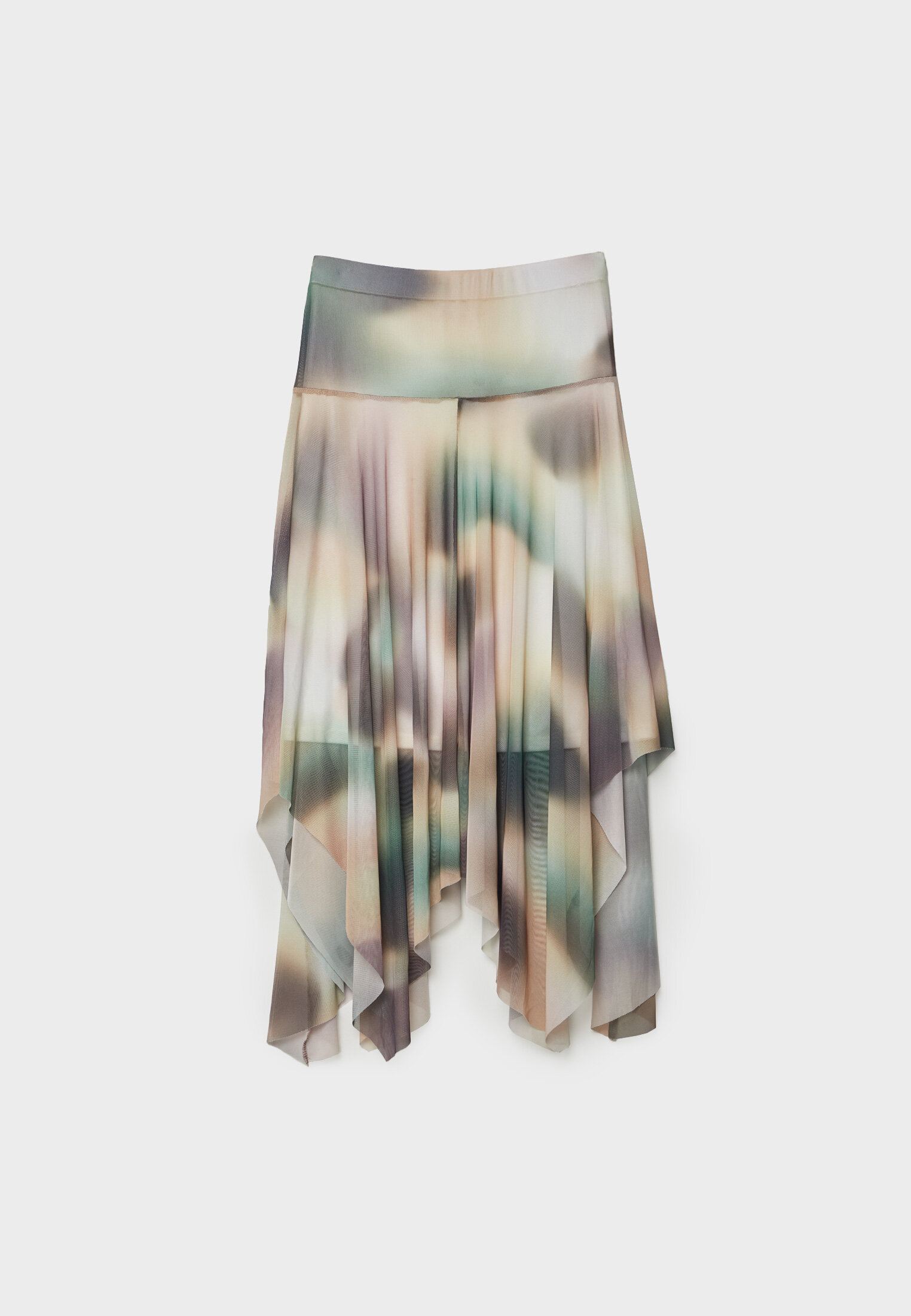 Stradivarius tie dye pleated 2025 midi skirt in green