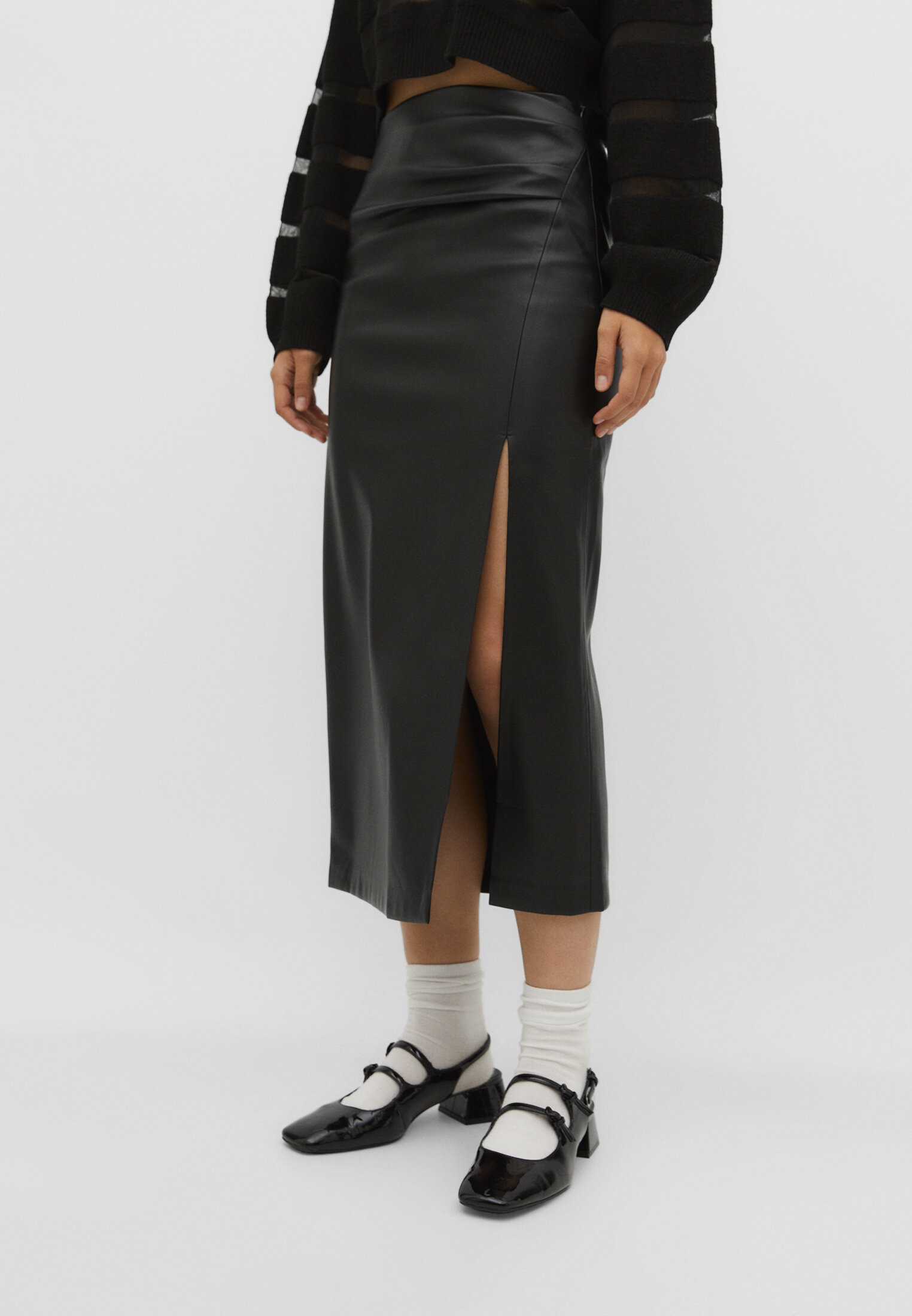 Leather effect 2024 pencil skirt