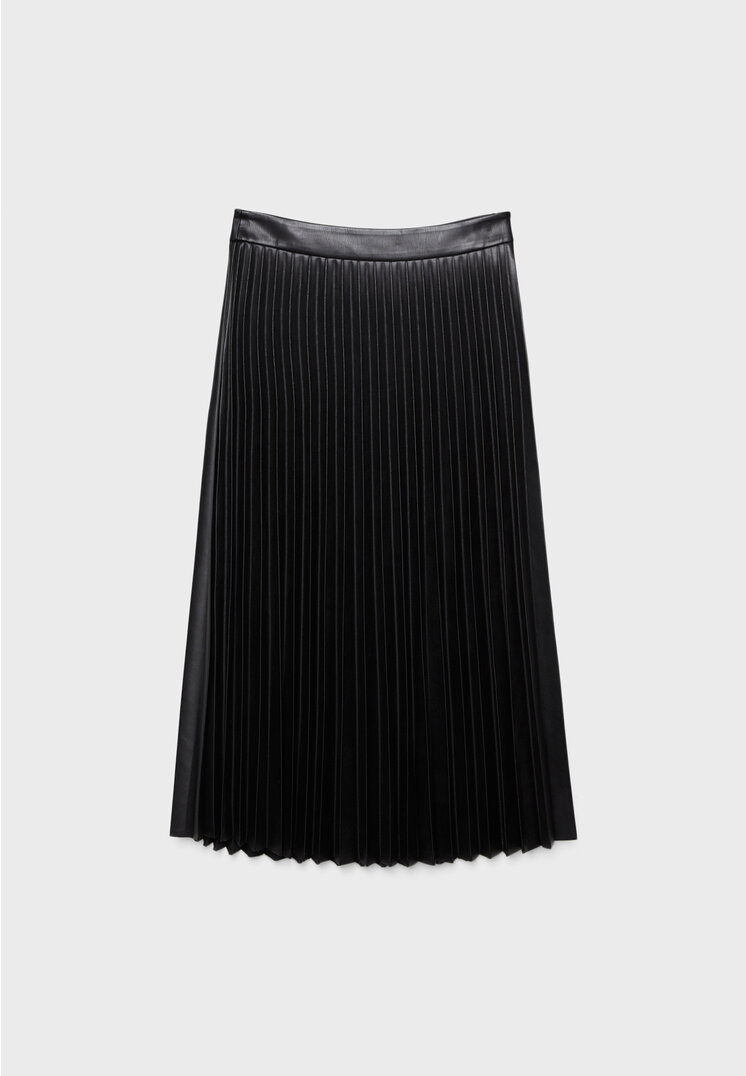 Stradivarius faux leather outlet pleated skirt in black