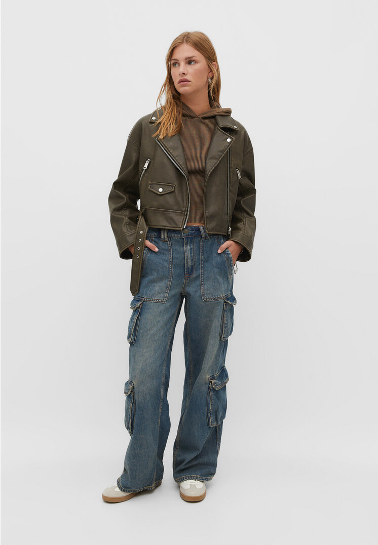 Multi-pocket cargo jeans - Women's fashion