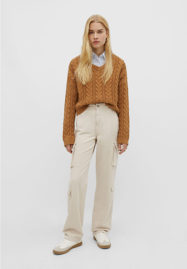 

Stradivarius Cargohose mit verstellbarem Bund Steingrau 36