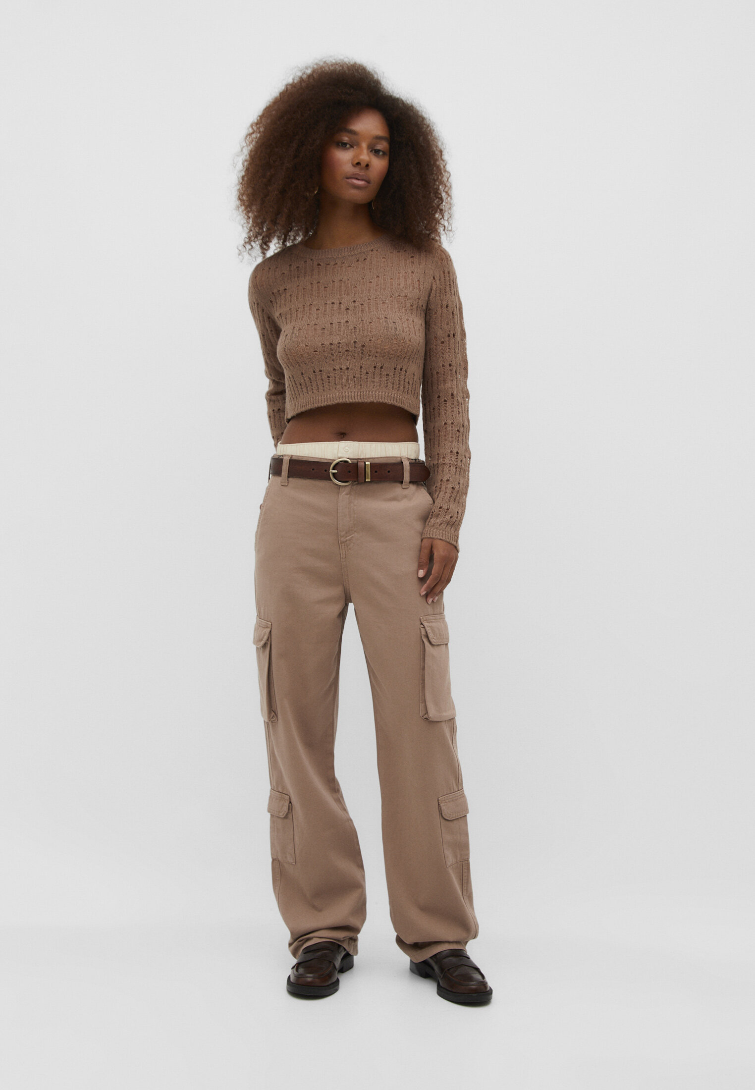 Adjustable waist cargo trousers - Women's fashion | Stradivarius