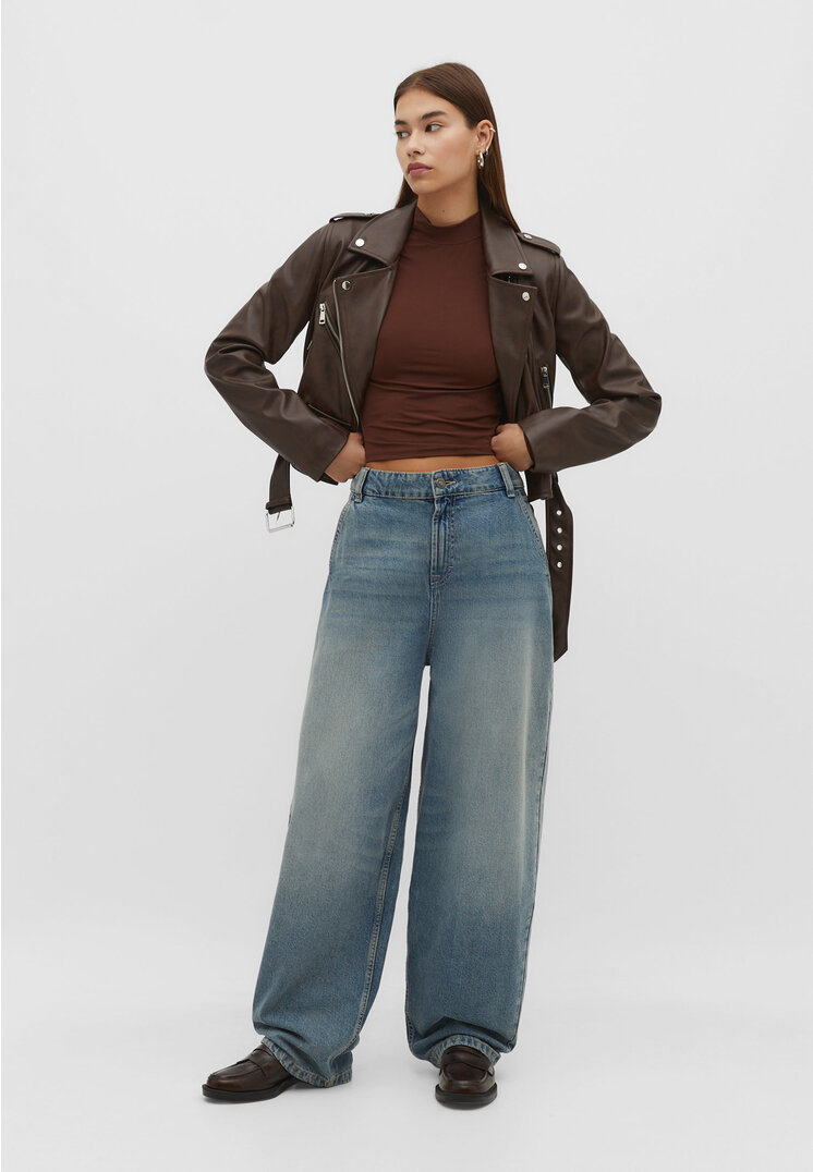

Stradivarius Luźne jeansy z szerokimi nogawkami Niebieski denim 40