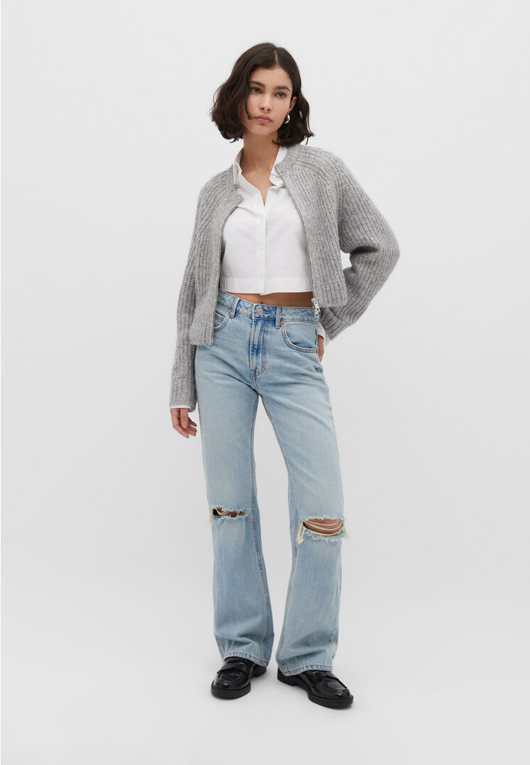 

Stradivarius Jeans-Schlaghose im Vintagelook Overdyed Denim 40