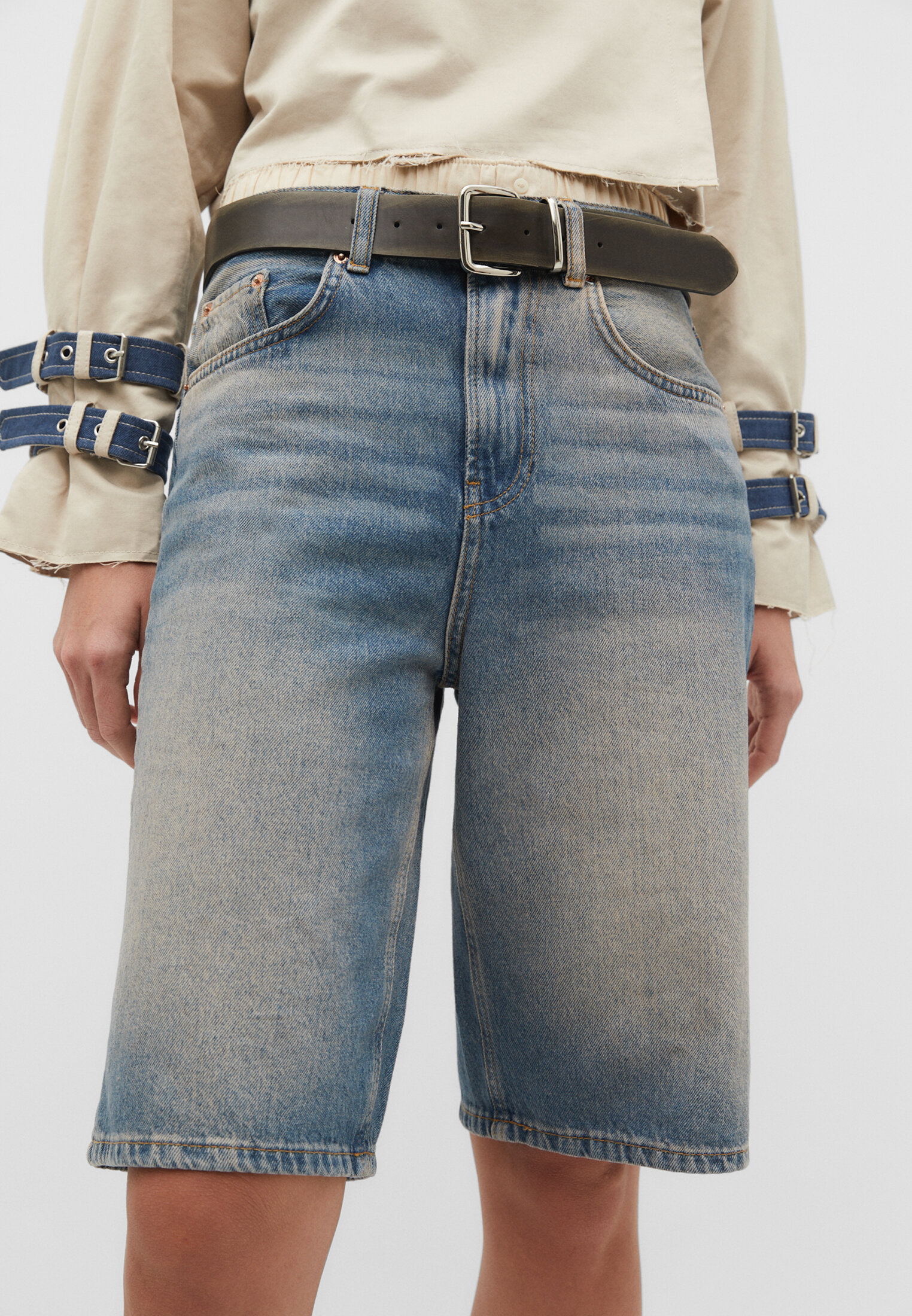 High waisted 2025 bermuda jean shorts