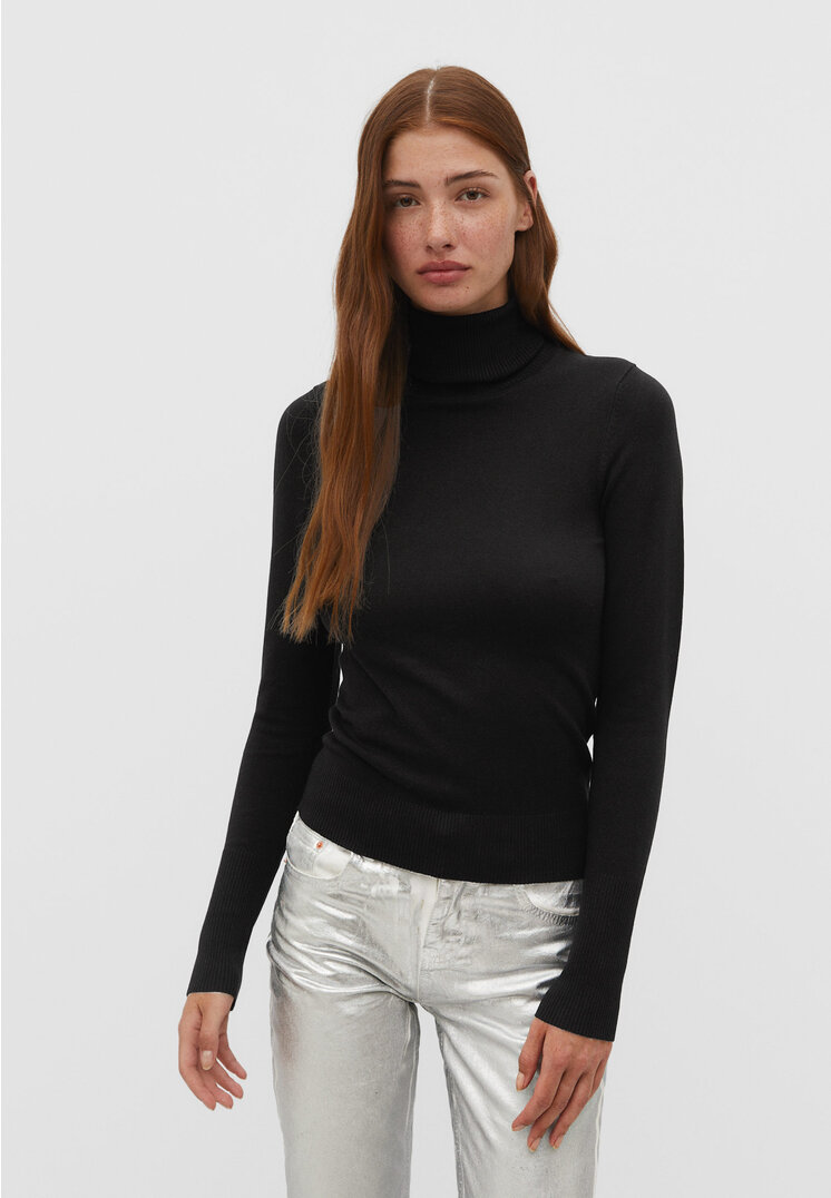 

Stradivarius Strickpullover mit Rollkragen Schwarz L