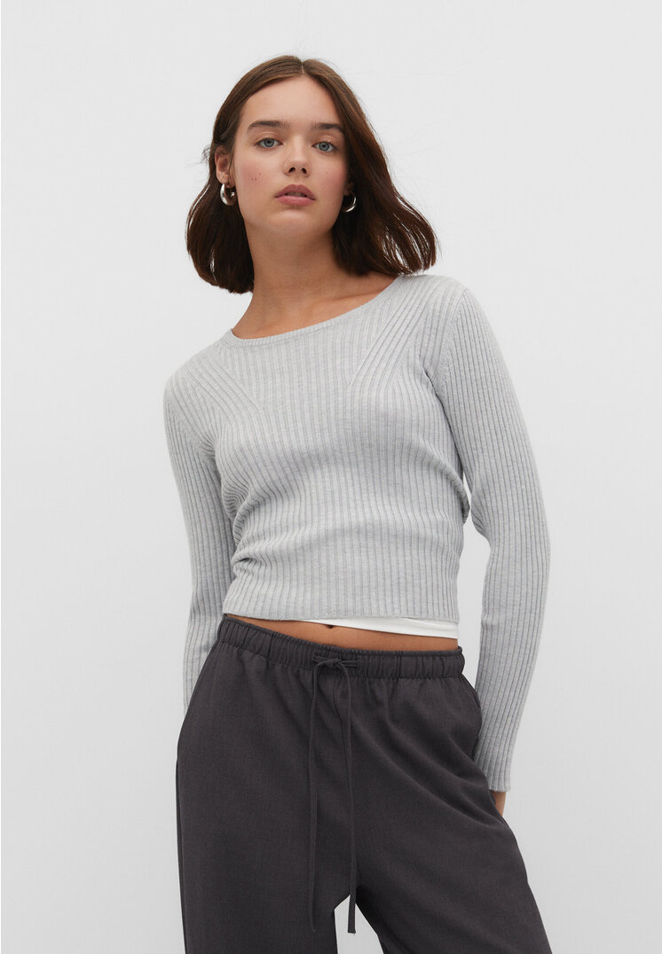

Stradivarius Prążkowany sweter basic Popielaty XS