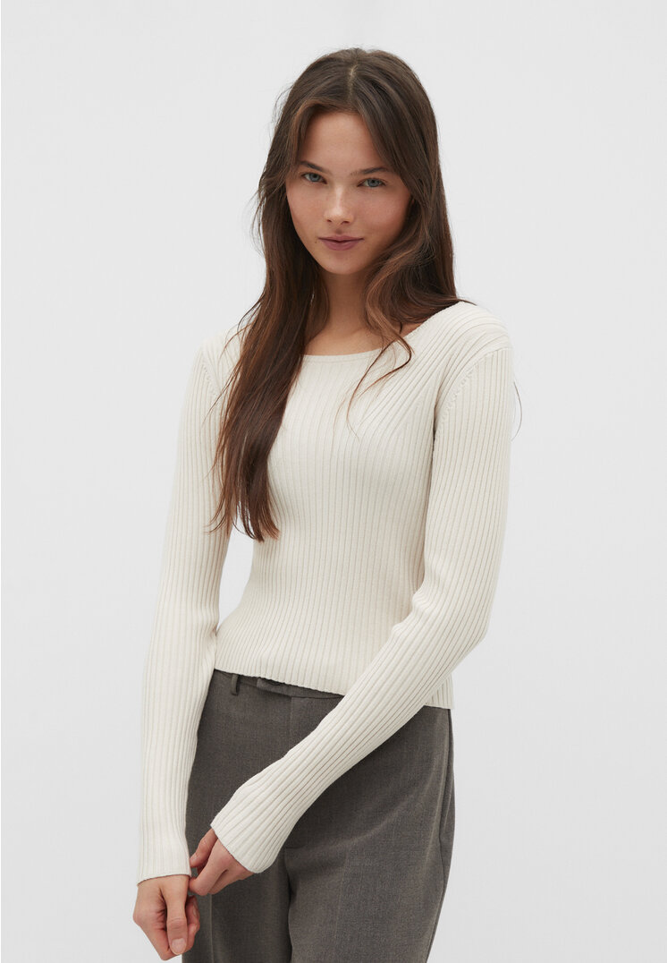 

Stradivarius Prążkowany sweter basic Szary XS