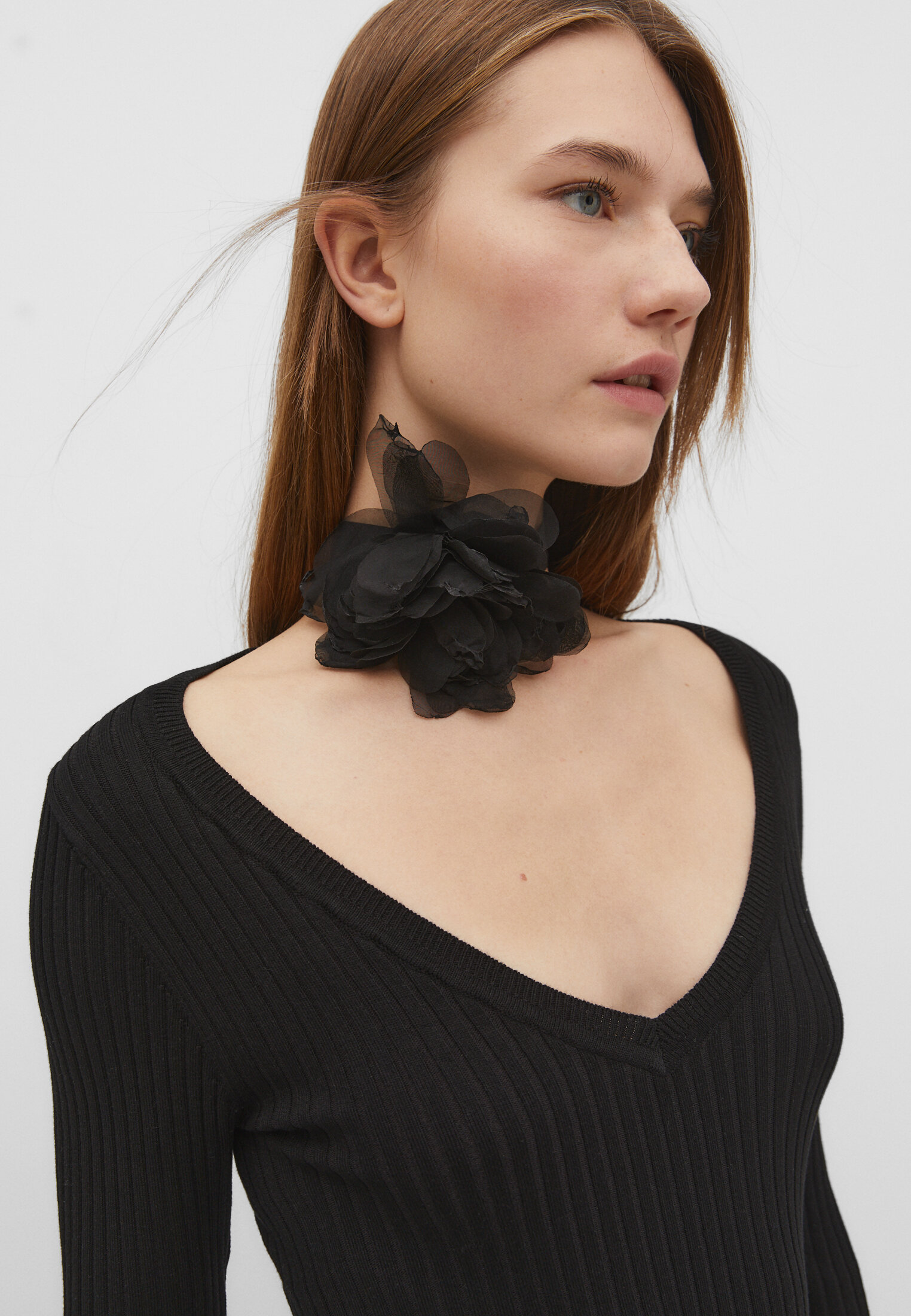 V neck choker on sale sweater