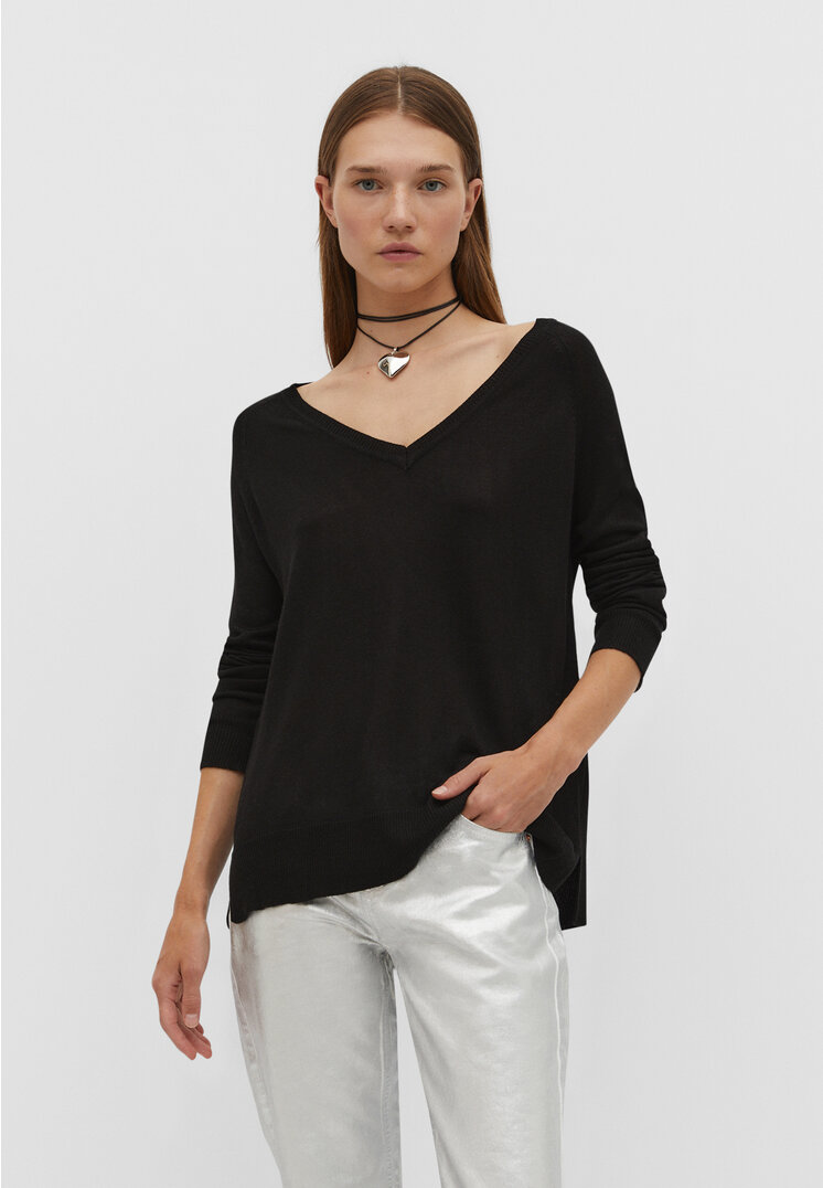 

Stradivarius Basic-Strickpullover Schwarz M