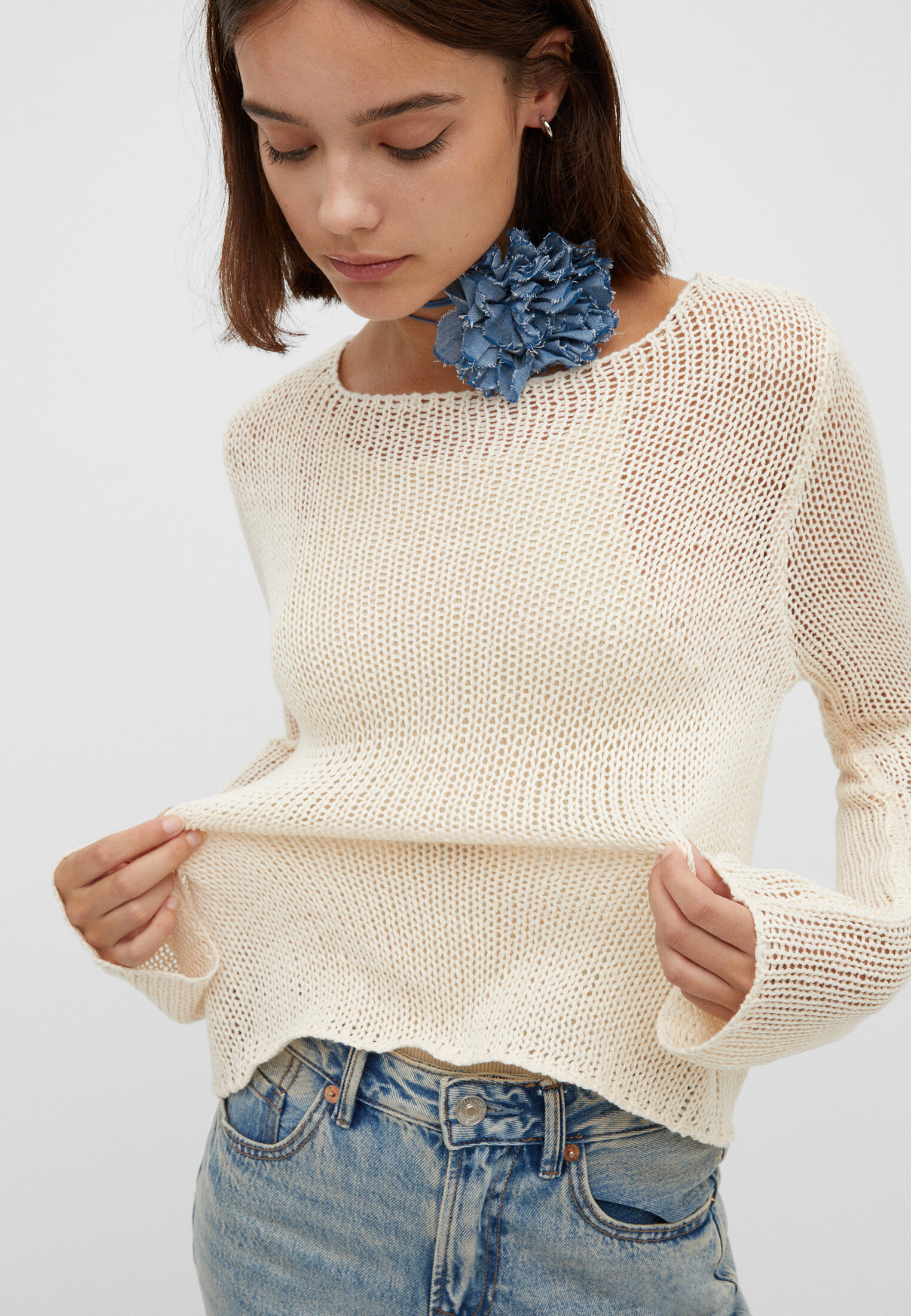 Basic mesh knit sweater