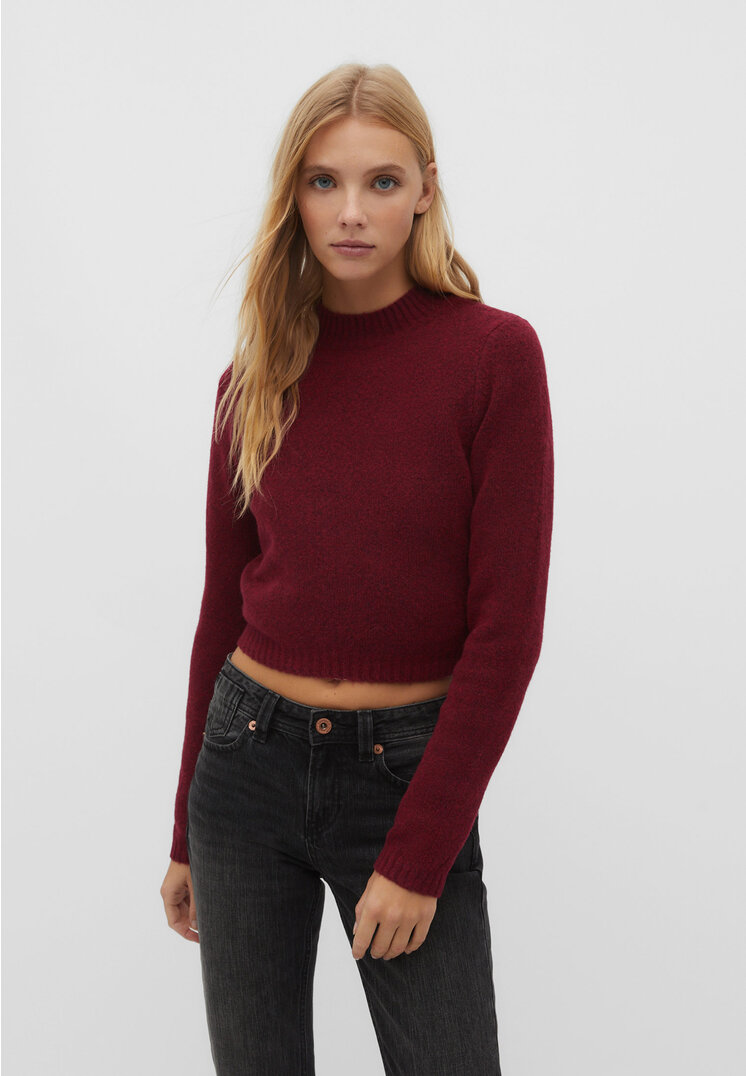 

Stradivarius Cropped-Pullover aus weichem Material Granatrot XL