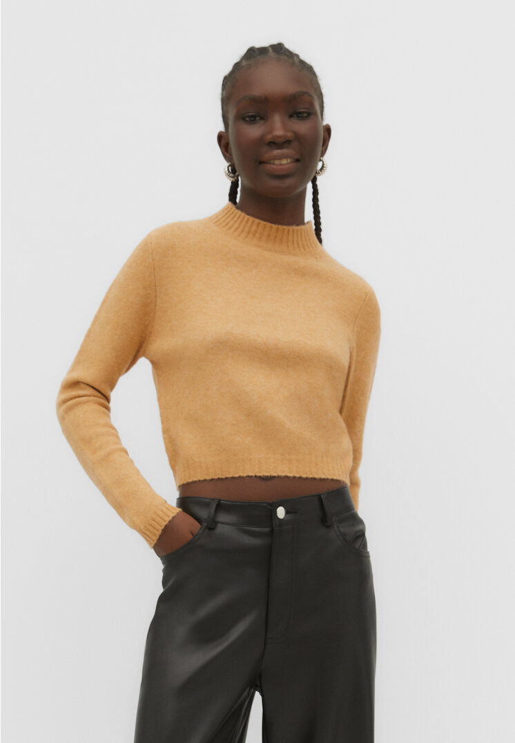 

Stradivarius Krótki sweter z miękkiej dzianiny Soft Touch Beżowy S
