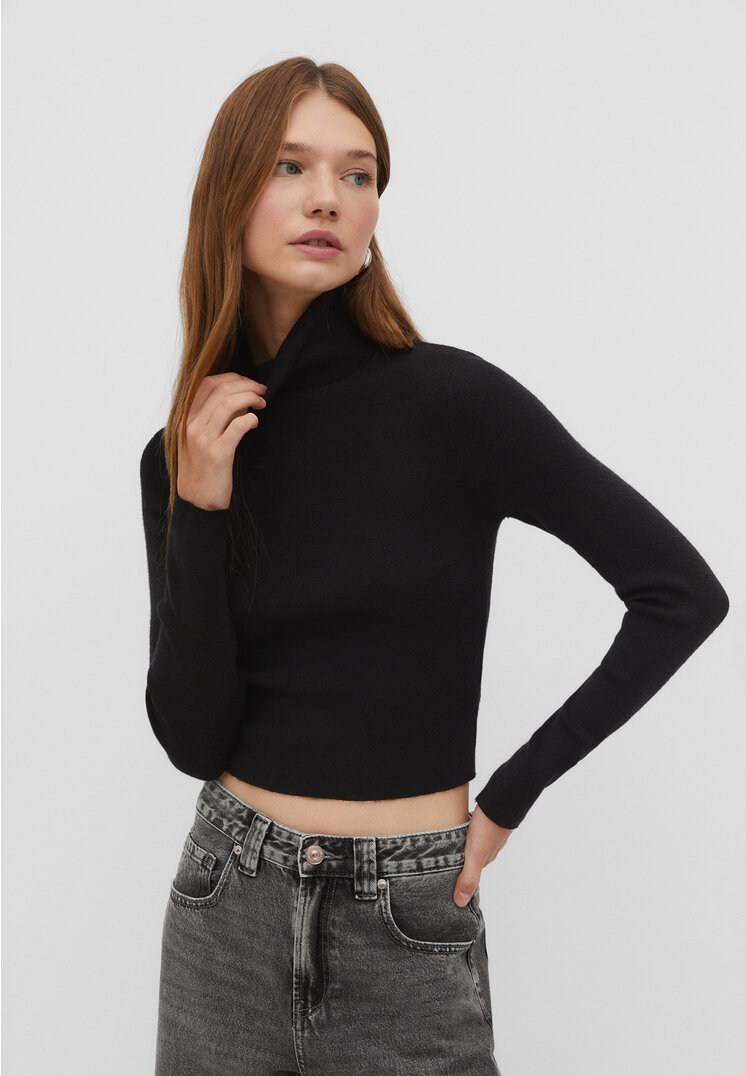 

Stradivarius Cropped-Rollkragenpullover Schwarz L