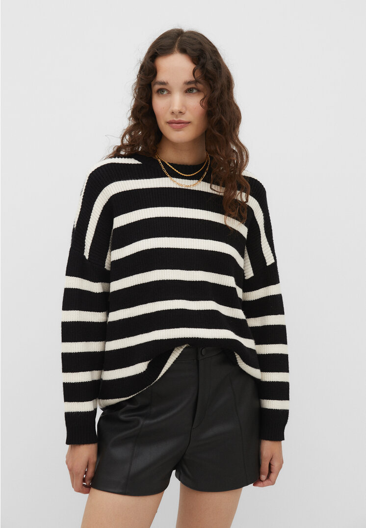 Stradivarius Strickpullover mit Streifen Schwarz S