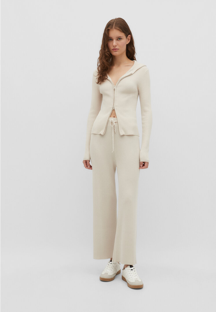 

Stradivarius Spodnie culotte z dzianiny Szary XL