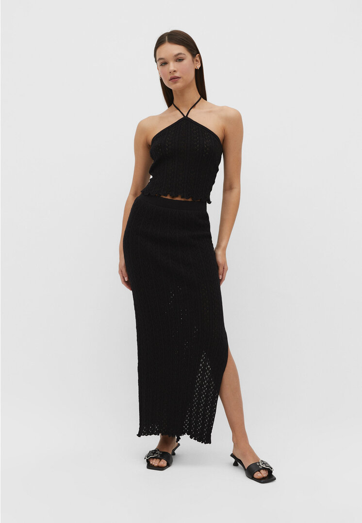 

Stradivarius Locker gestrickter Rock Schwarz L