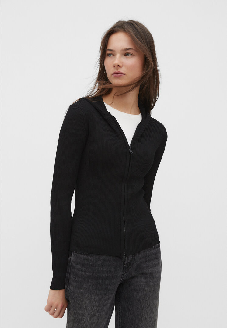 

Stradivarius Strickcardigan mit Kapuze Schwarz L