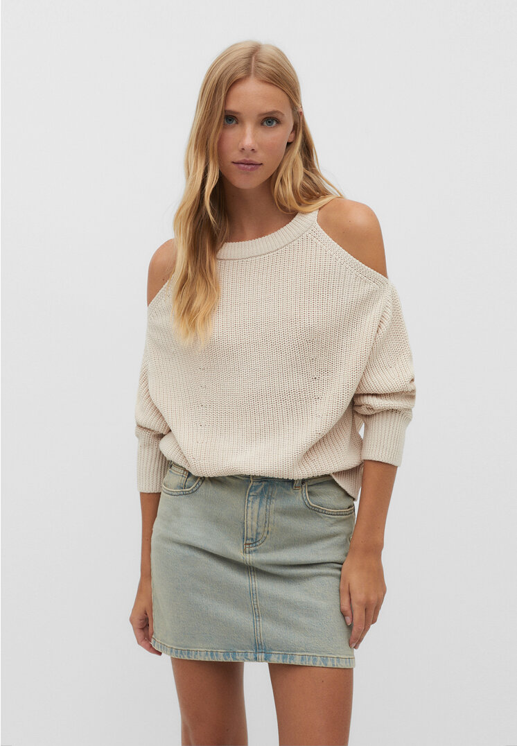 

Stradivarius Pullover mit Cut-Outs an den Schultern Steingrau M