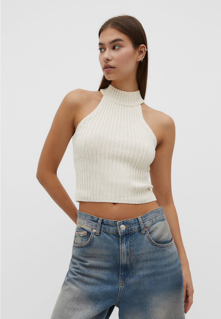 

Stradivarius Strick-Neckholder-Top Vanille L