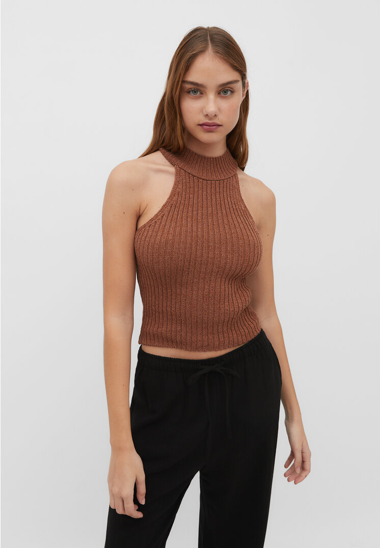 

Stradivarius Strick-Neckholder-Top Karamell M