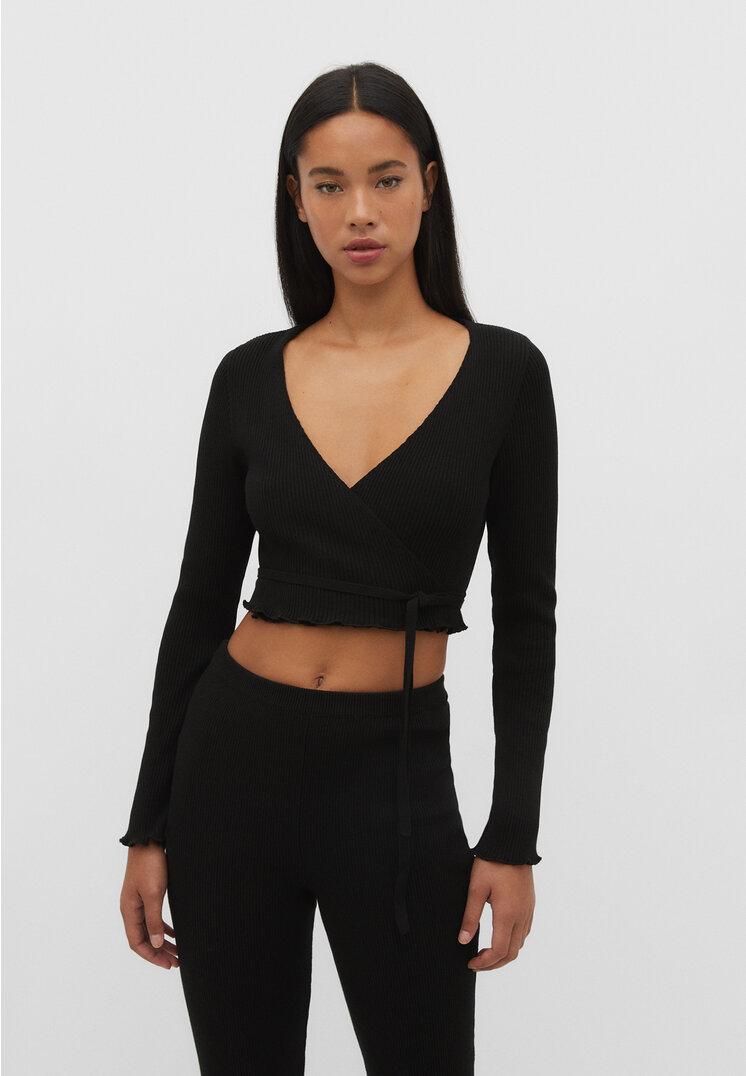 

Stradivarius Baletowy dzianinowy kardigan Czarny XS
