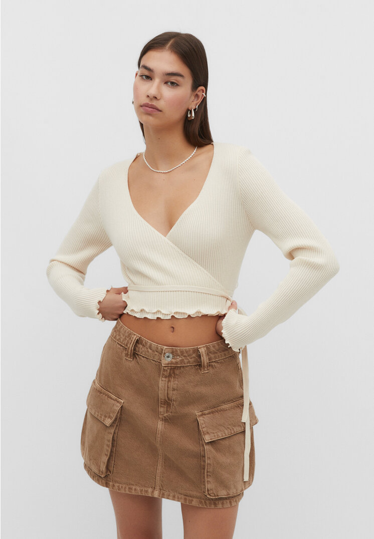 

Stradivarius Strickcardigan im Ballerina-Stil Vanille S