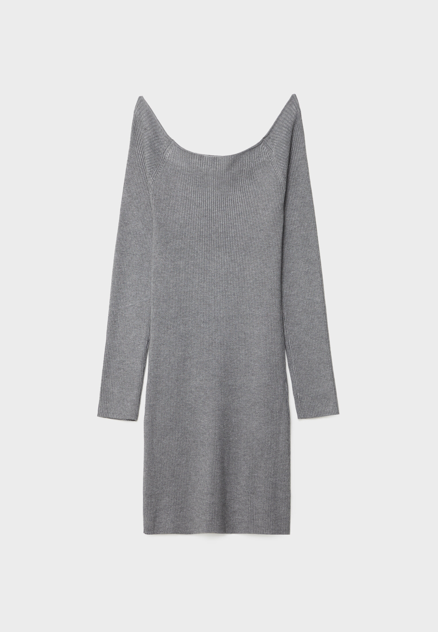 Stradivarius STR knitted mini dress with arm warmers in grey